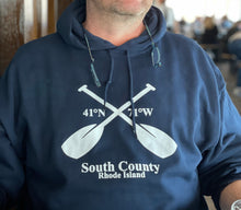Load image into Gallery viewer, Hooded Navy Blue South County Rhode Island Sweatshirt
