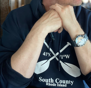 Hooded Navy Blue South County Rhode Island Sweatshirt
